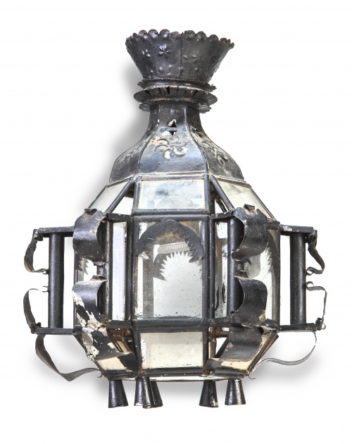 Farol de metal pintado de negro, S. XIX.