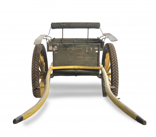 Charret policromada en verde y amarillo, S. XX.