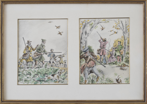 PIERRE NOËL, SIGLO XXTirando perdices en el puesto; Tiran