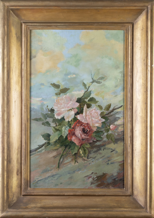 ESCUELA ESPAÑOLA, SIGLO XIXPareja de bodegones con flores