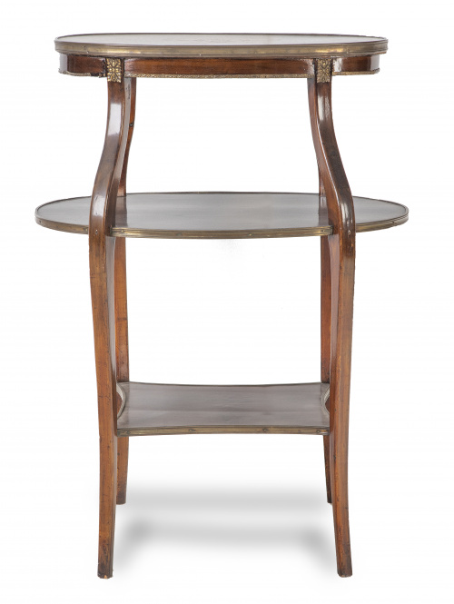 Étagère de madera de caoba y bronces aplicados.Trabajo fr