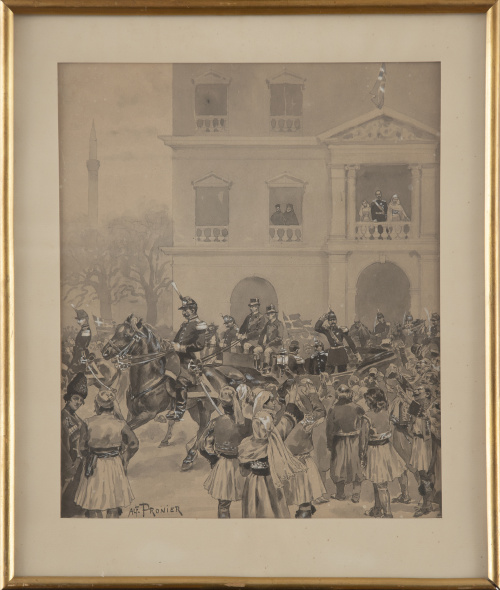ALFRED PRONIER (Escuela francesa, siglo XIX)Desfile milit