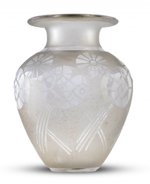 Jarrón Art-Decó en cristal decorado al ácido.Francia, pri