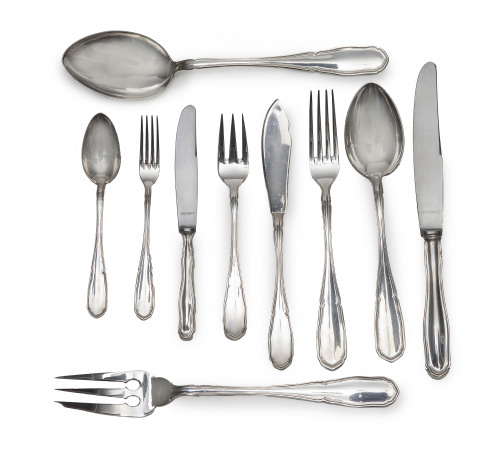 Cubertería de plata en su color. Con marcas.Pérez Fernánd