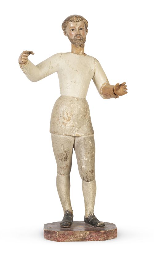 San Francisco.Imagen vestidera en madera tallada y policr