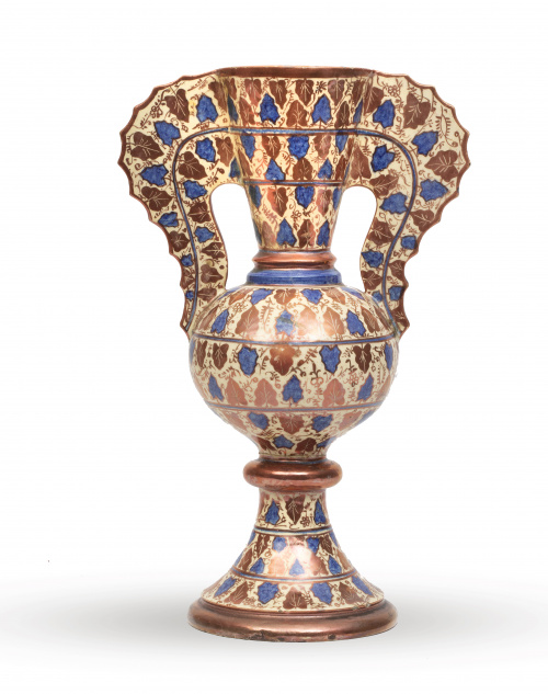 "Vaso de la Alhambra" de cerámica esmaltada en reflejo metá