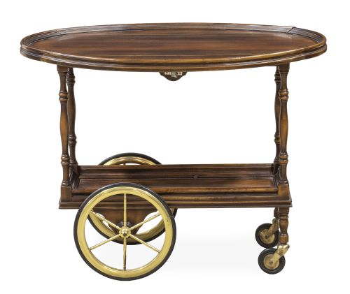 Carrito de madera tallada y torneada con alas y ruedas de m