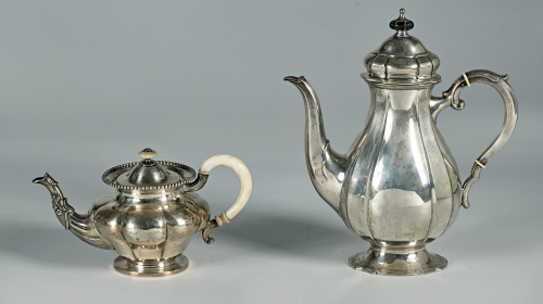 Tetera en plata rusa punzonada, el asa de marfil, año 1884 