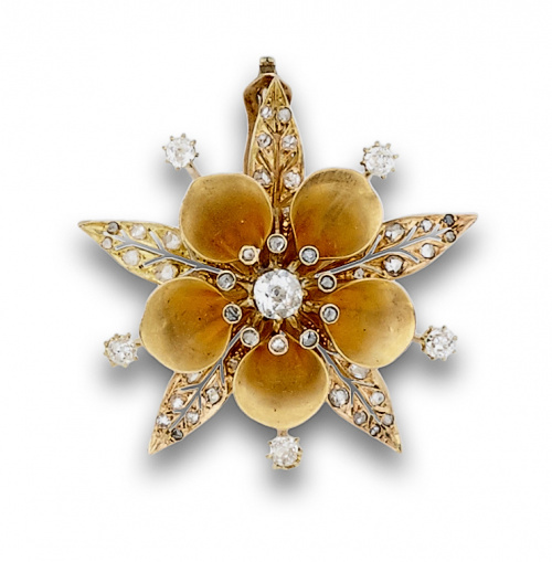 Colgante de pps s XX en forma de flor de brillantes de tall