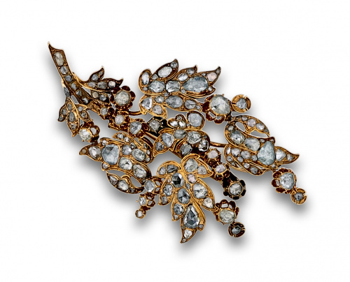 Broche colgante ramo ,s.XVIII de diamantes talla rosa en mo