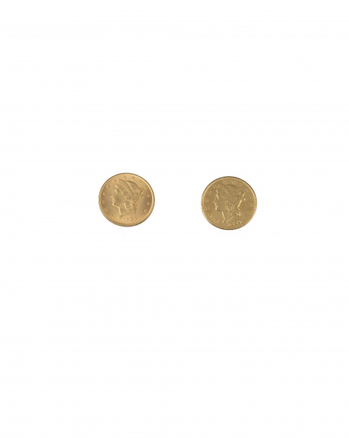 Dos monedas de 20 dólares americanos de 1906 y 1880