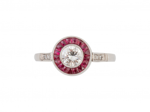 Sortija de ojo de perdiz de estilo Art-Decó con brillante c