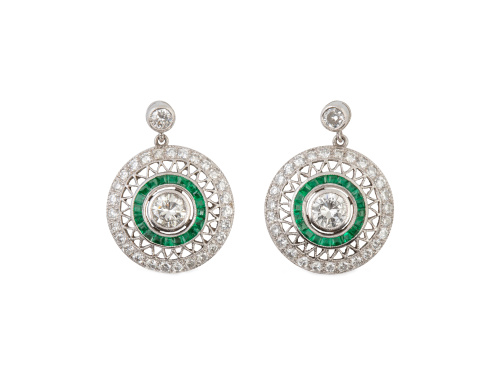 Pendientes estilo Art-Decó con brillantes centrales orlados