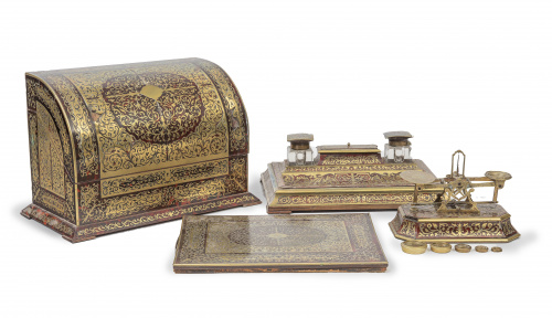 Juego de escritorio Boulle, época Napoleón III en latón y s