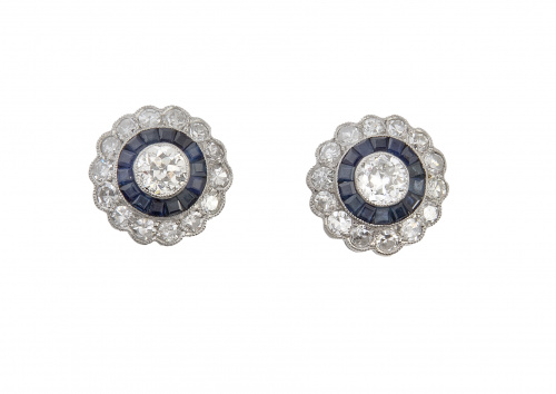 Pendientes ojo de perdiz estilo Art-Decó con brillante cent