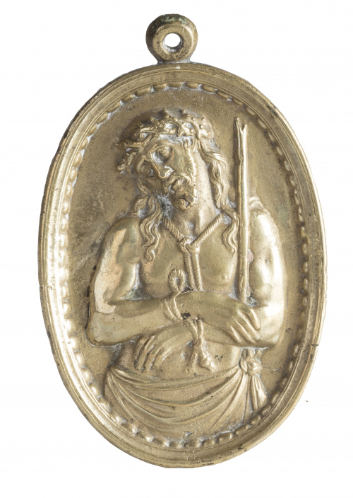 Cristo.Placa oval de bronce.España, S. XVII - XVIII.