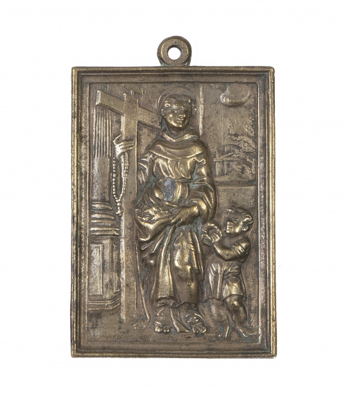 Santo.Placa devocional de bronce.España, S. XVII - XVII