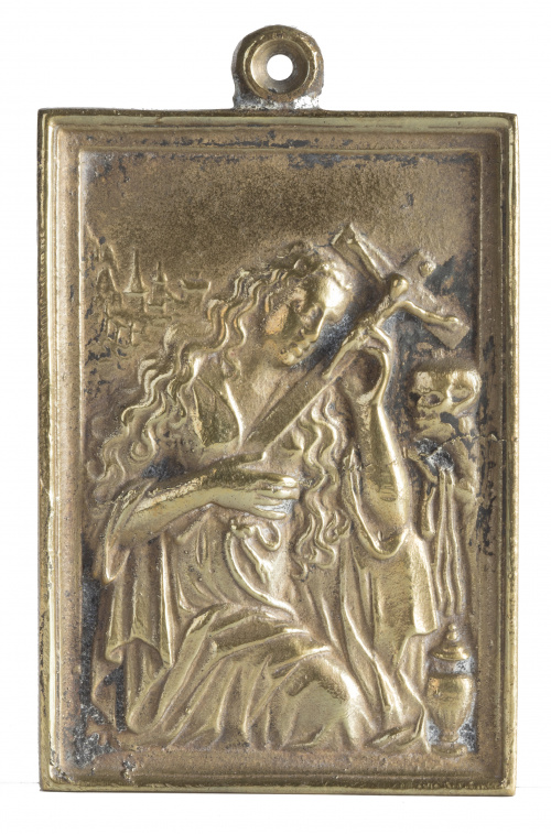 La Magdalena.Placa devocional de bronce.España, S. XVII