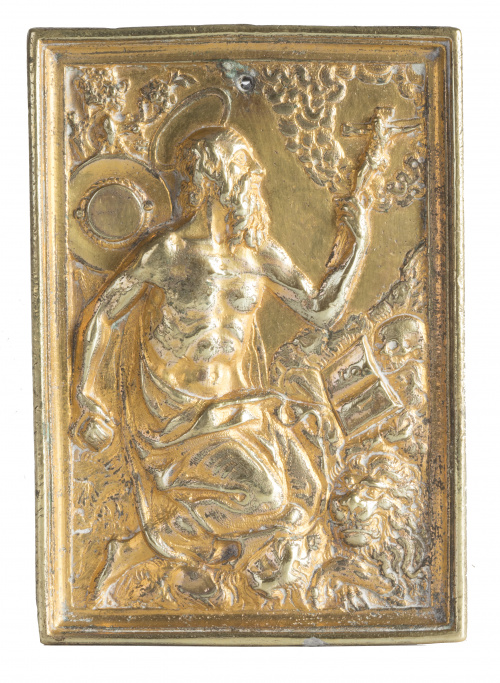 San Jerónimo.Placa devocional de bronce.España, S. XVII
