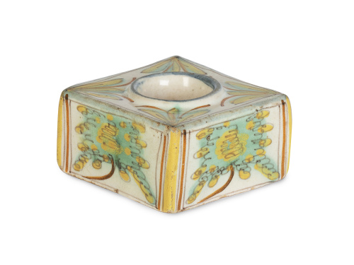 Salero de cerámica esmaltada de la serie polícroma.Talave