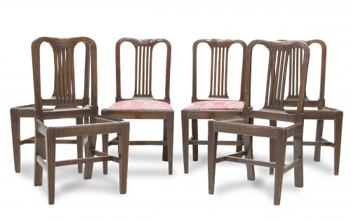 Juego de seis sillas de estilo inglés.Mallorca, h. 1800.