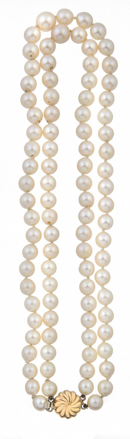Collar de dos hilos de perlas cultivadas japonesas con cier