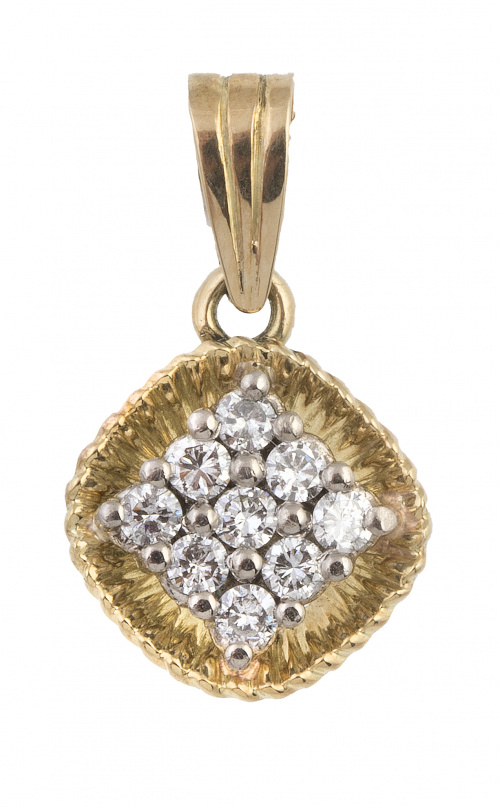 Colgante en oro amarillo cuajado de brillantes dispuestos e