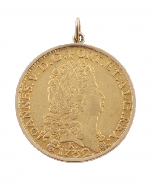 Moneda de 12800 Reais de Joao V 1732 con ceca de Rio de Jan