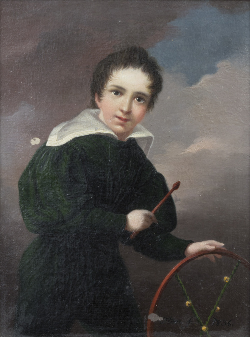 OTÓN (Escuela madrileña, 1836)Retrato de niño con aro sob