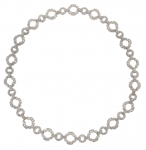 Collar de platino y brillantes años 50 convertible en tres 