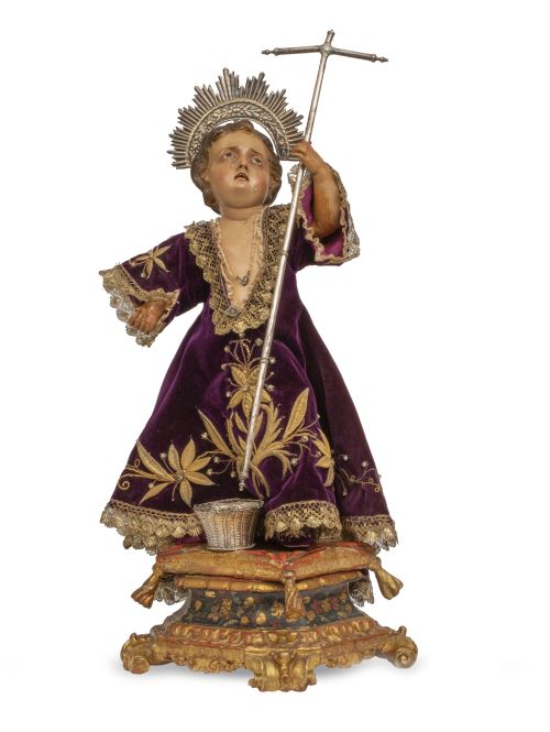 Niño Jesús de la Pasión.Madera tallada, policromada y dor