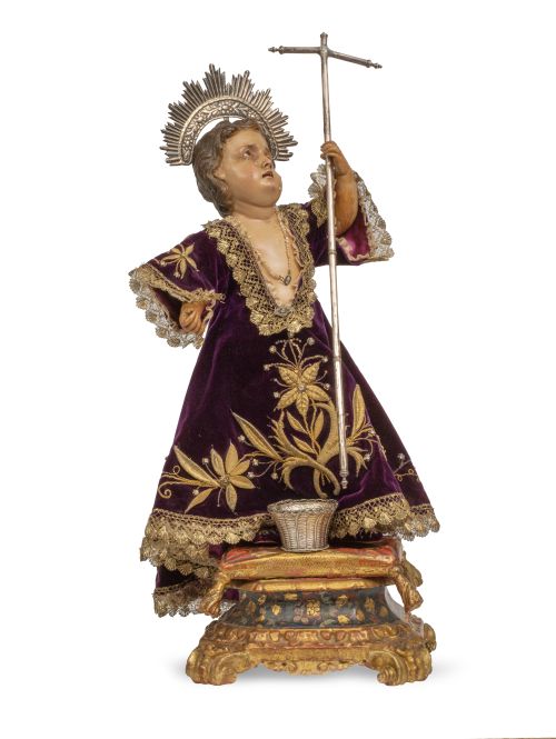 Niño Jesús de la Pasión.Madera tallada, policromada y dor