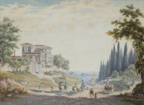 JOHANN JAKOB FALKEISEN (1804-1883)Vista de una casa sobre