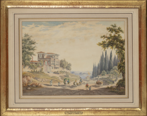 JOHANN JAKOB FALKEISEN (1804-1883)Vista de una casa sobre