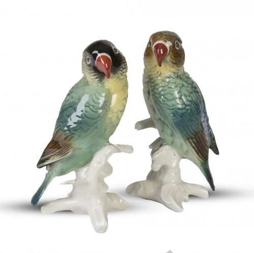 Pareja de periquitos de porcelana.Volkstedt-Rudolstadt, T