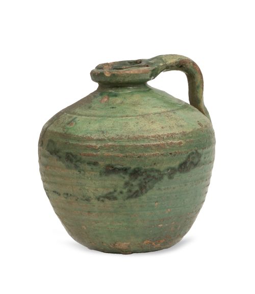 Aceitera de cerámica vidriada en verde.Trabajo andaluz, h