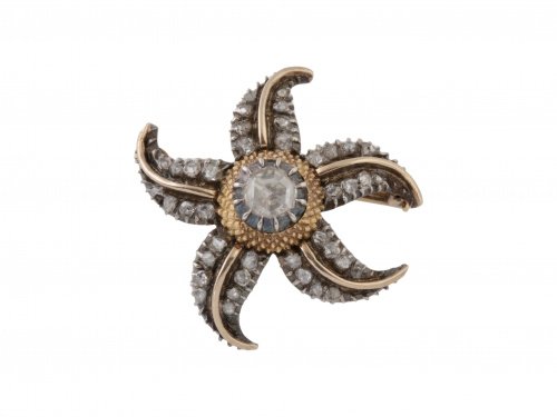 Broche de diamantes con diseño de estrella de mar S. XIX