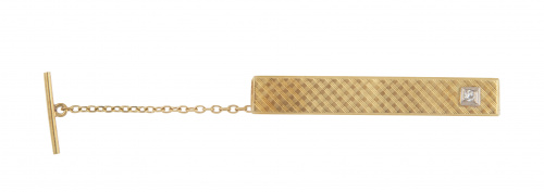 Barra de corbata de oro rectangular con decoración de rombo