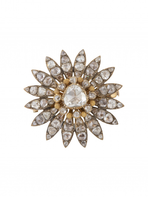 Broche de ff S. XVIII pp. S. XIX en forma de flor de diaman