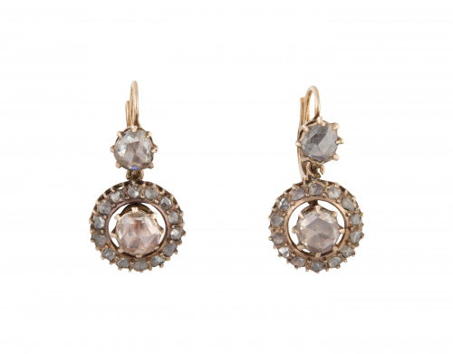Pendientes largos S. XIX con diamantes principales de talla