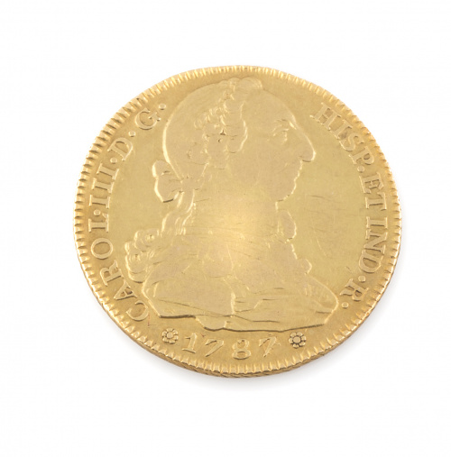 Moneda de 4 escudos en oro de Carlos III Madrid 1787.M. DV. 