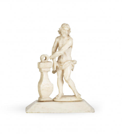 Cristo atado a la columna de marfil tallado.S. XVIII.