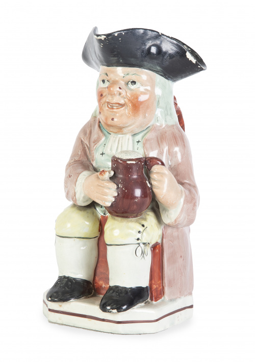 Toby-jug de cerámica esmaltada.Inglaterra, S. XIX.