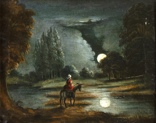 ESCUELA FRANCESA, SIGLO XIXPaisaje nocturno con figura