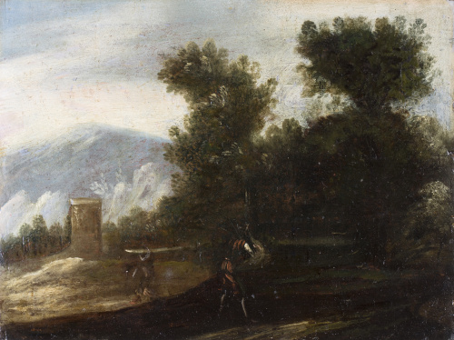 ESCUELA CENTROEUROPEA, H. 1800Paisaje con figura