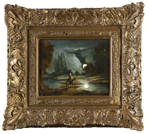 ESCUELA FRANCESA, SIGLO XIXPaisaje nocturno con figura