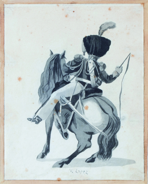V. LÓPEZ (Escuela española, h. 1830)Dandy vestido a la fr