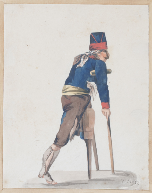 V. LÓPEZ (Escuela española, h. 1830)Soldado lisiado