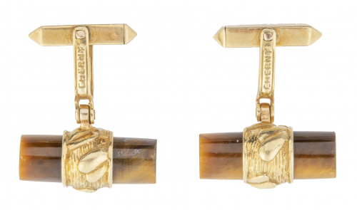 Gemelos con cilindros de ojo de tigre montados en cilindros