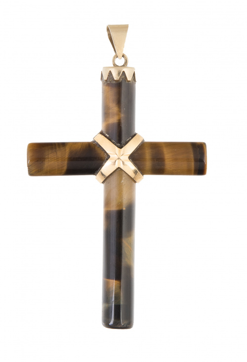 Cruz colgante de brazos cilíndricos con cruz central y rema